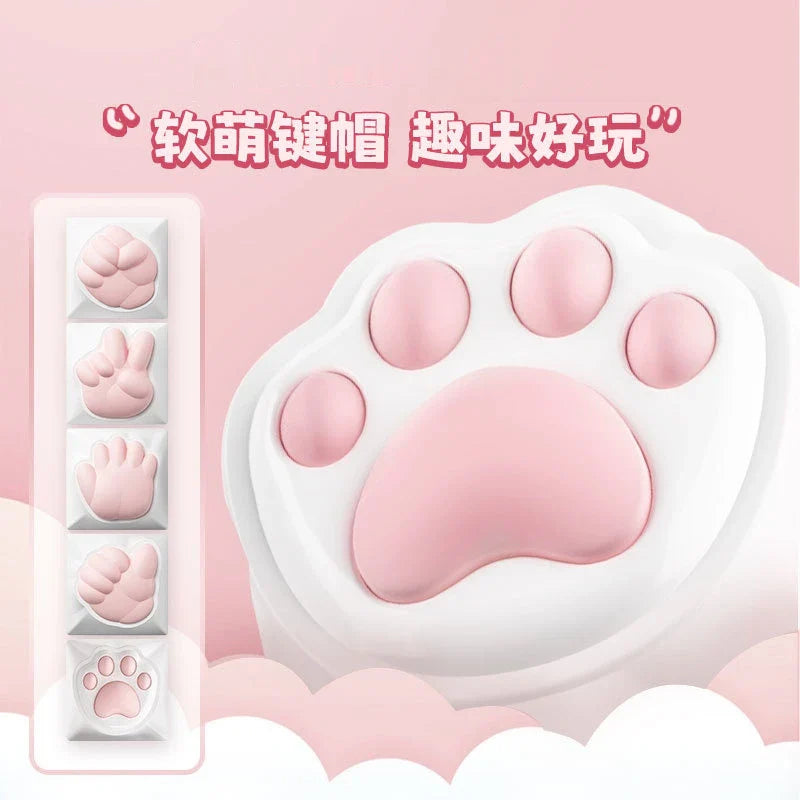 Cute Cat Claw Stone Scissors Cloth Praise Keycap Soft Silicone Oem High Beauty Girl Heart Girl'S Holiday Free delivery Gift