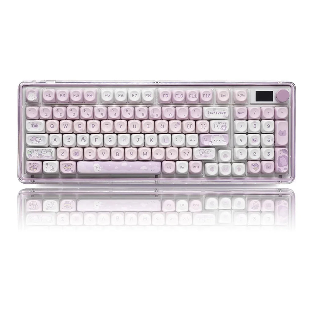 132 Keys Dye Sublimation PBT Keycaps Purple Cute Cat Themed MOT Profile Keycap for Gateron MOA MX Switches Mechanical Keyboard
