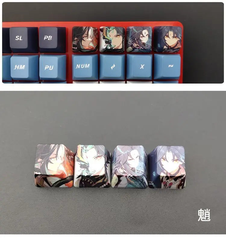 Cartoon Anime Genshin Impact Keycap zhongli Mechanical keyboard replacement key R4 PBT thermal sublimation Cherry OEM height