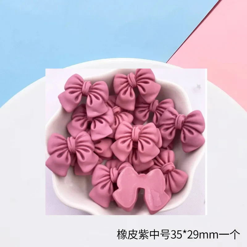 10pcs Colored Ribbon Resin Bow Nail Charm Parts 3D Nail Art Decoration Accessories Supplies for  DIY Manicure Design