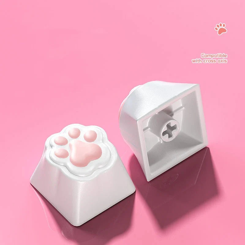 ZIFRIEND 4Pcs Cute Cat Paw Keycaps for Mechanical Keyboard Cherry MX Switch DIY Custom Silicone Key Cap Artisan Pink Color