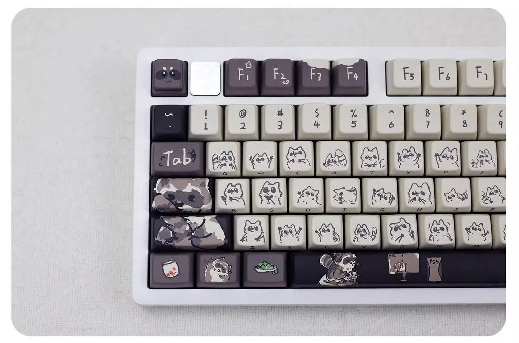 Raccoon/Penguin Keycap 148keys Cherry Side Printed Pbt  Sublimation Mechanical Keyboard Keycaps Customized Cute For Game Office