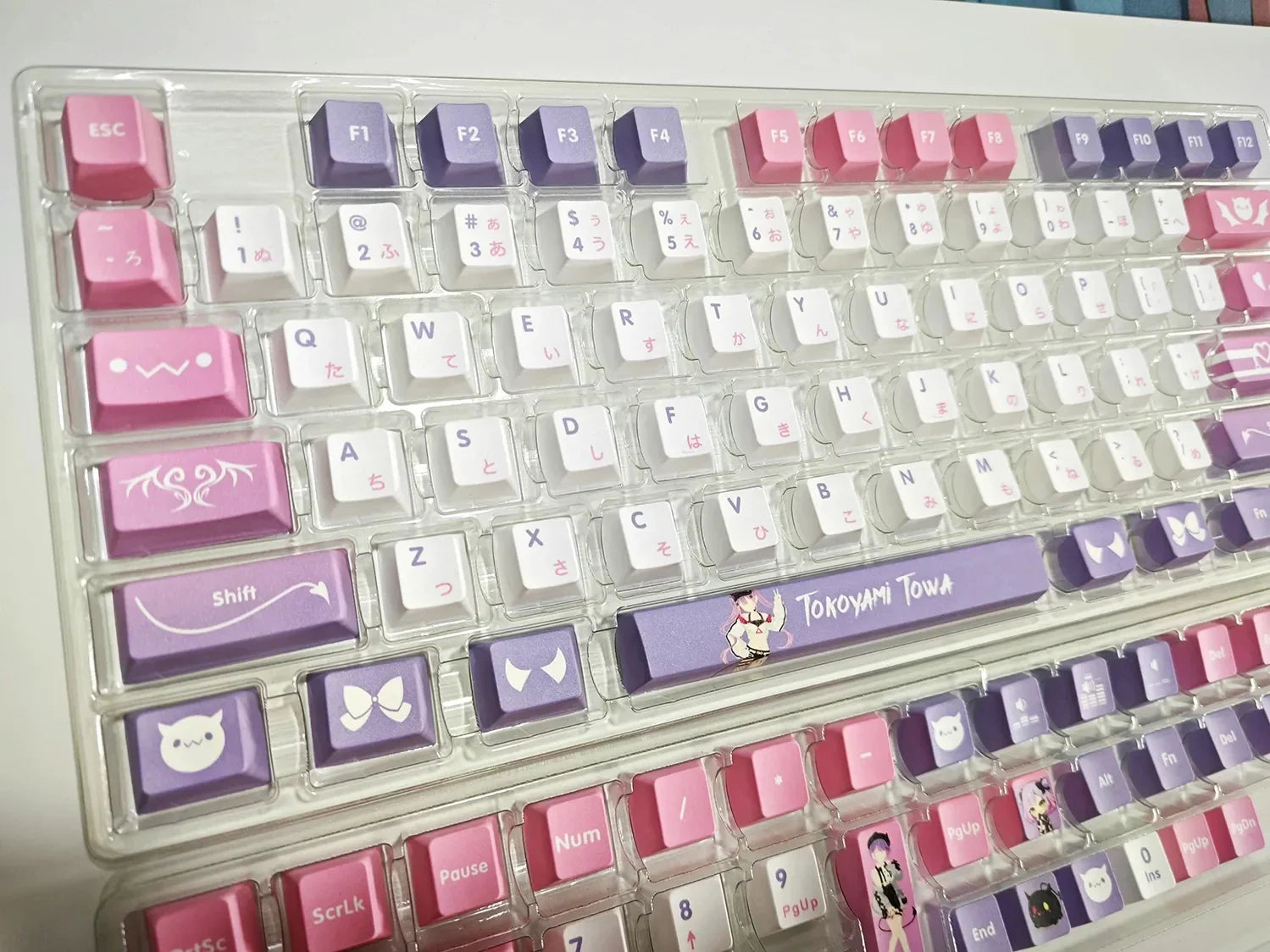 Hololive Vtuber Keycaps Tokoyami Towa Keycap PBT DYE Sublimation Cherry MX Cross Axis Switch Keycap for Mechanical Keyboard