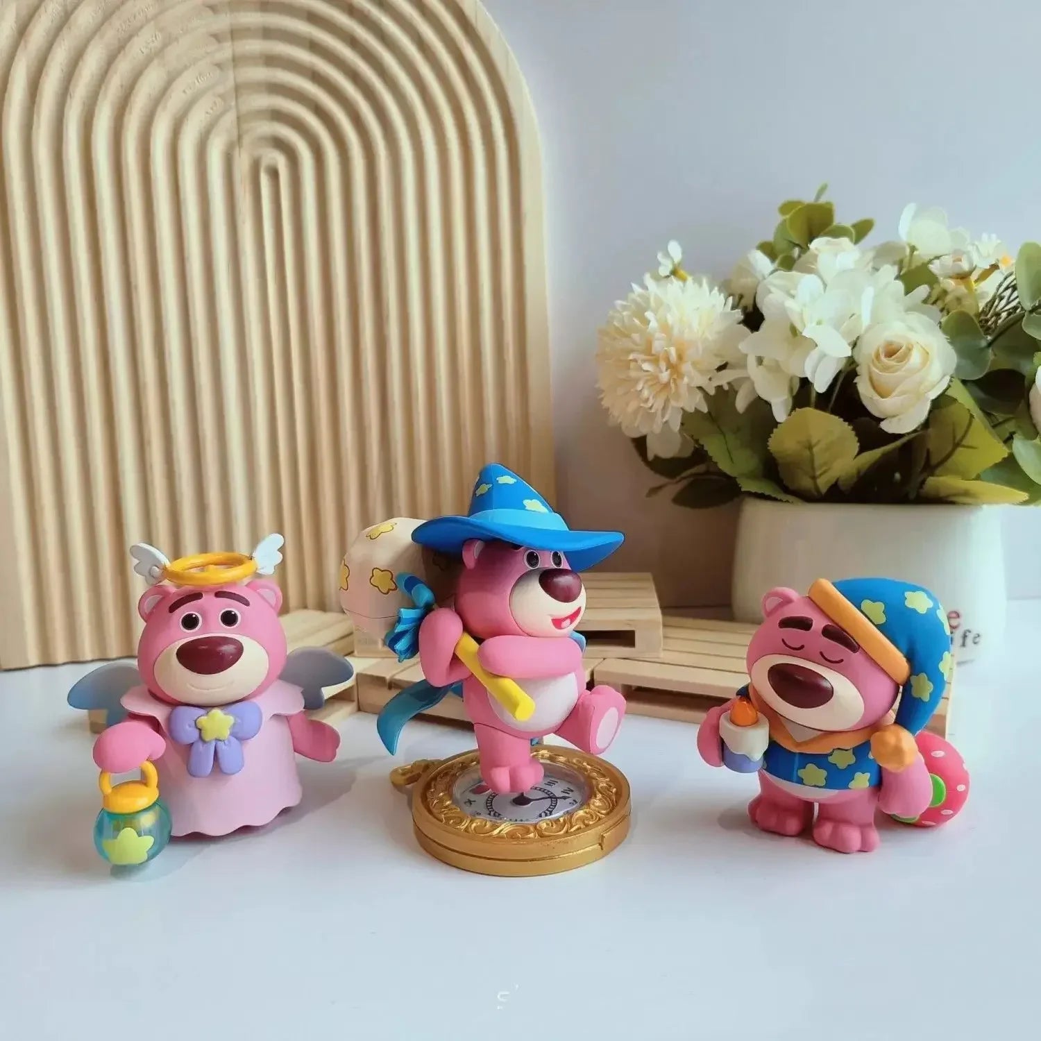6 Cute Exquisite Lotso Girls' Favorite Sleeping Bears Different Styles Of Figurines Trendy Toys Twisted Egg Dolls Car Ornaments.